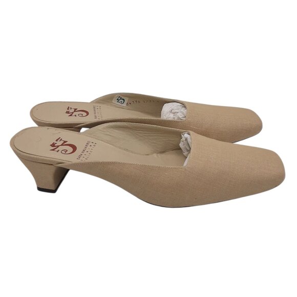 Sara Navarro Beige Linen Slide Mules SZ 37.5 - Picture 1 of 12